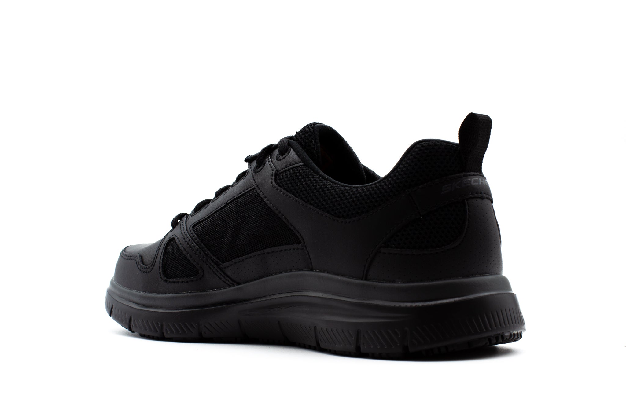 Black skechers for work best sale