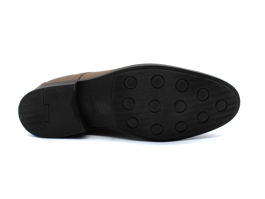 CLARKS WHIDDON STEP DARK TAN LEATHER