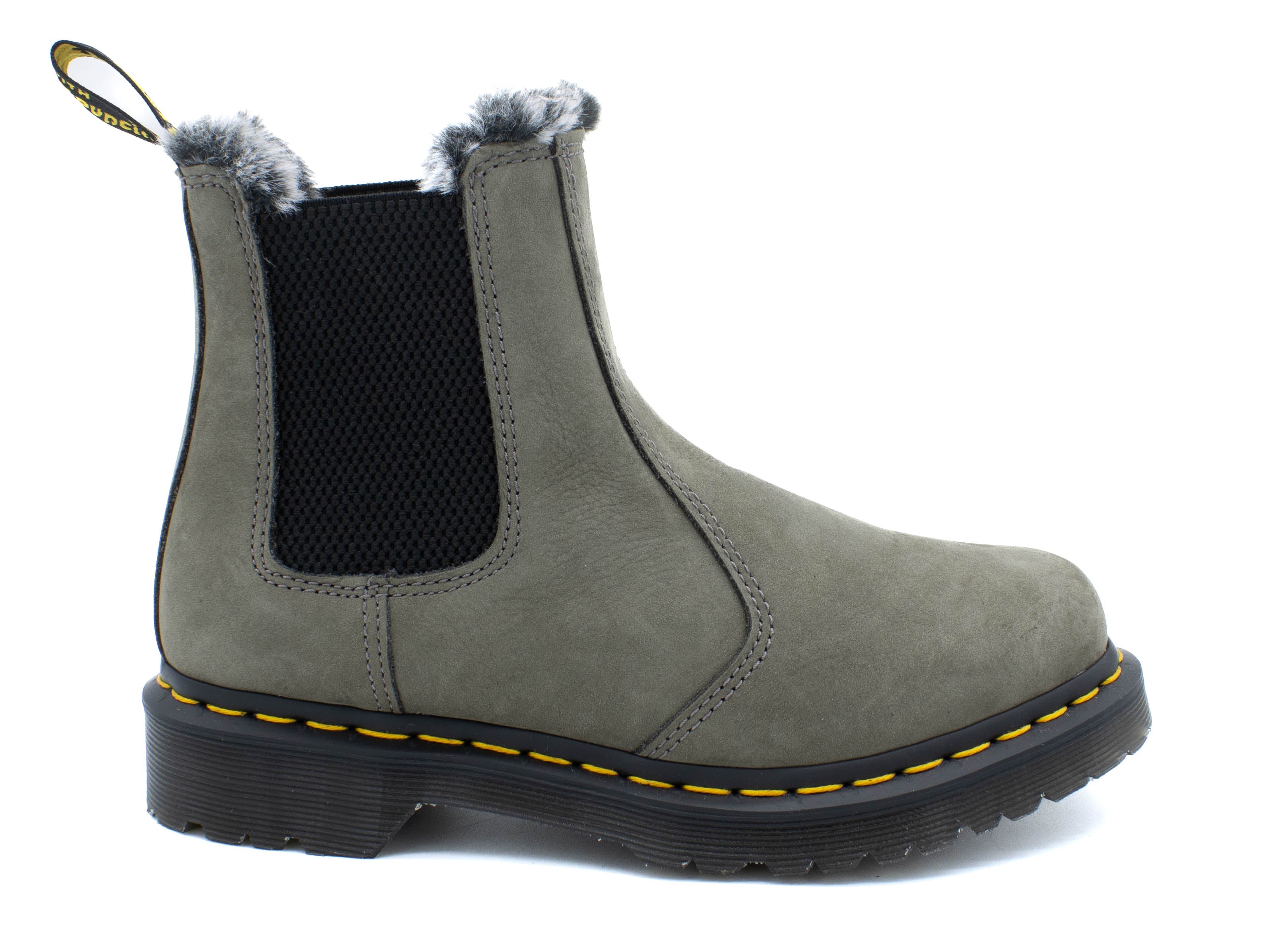 DR. MARTENS 2976 LEONORE FAUX FUR LINED NUBUCK CHELSEA BOOTS