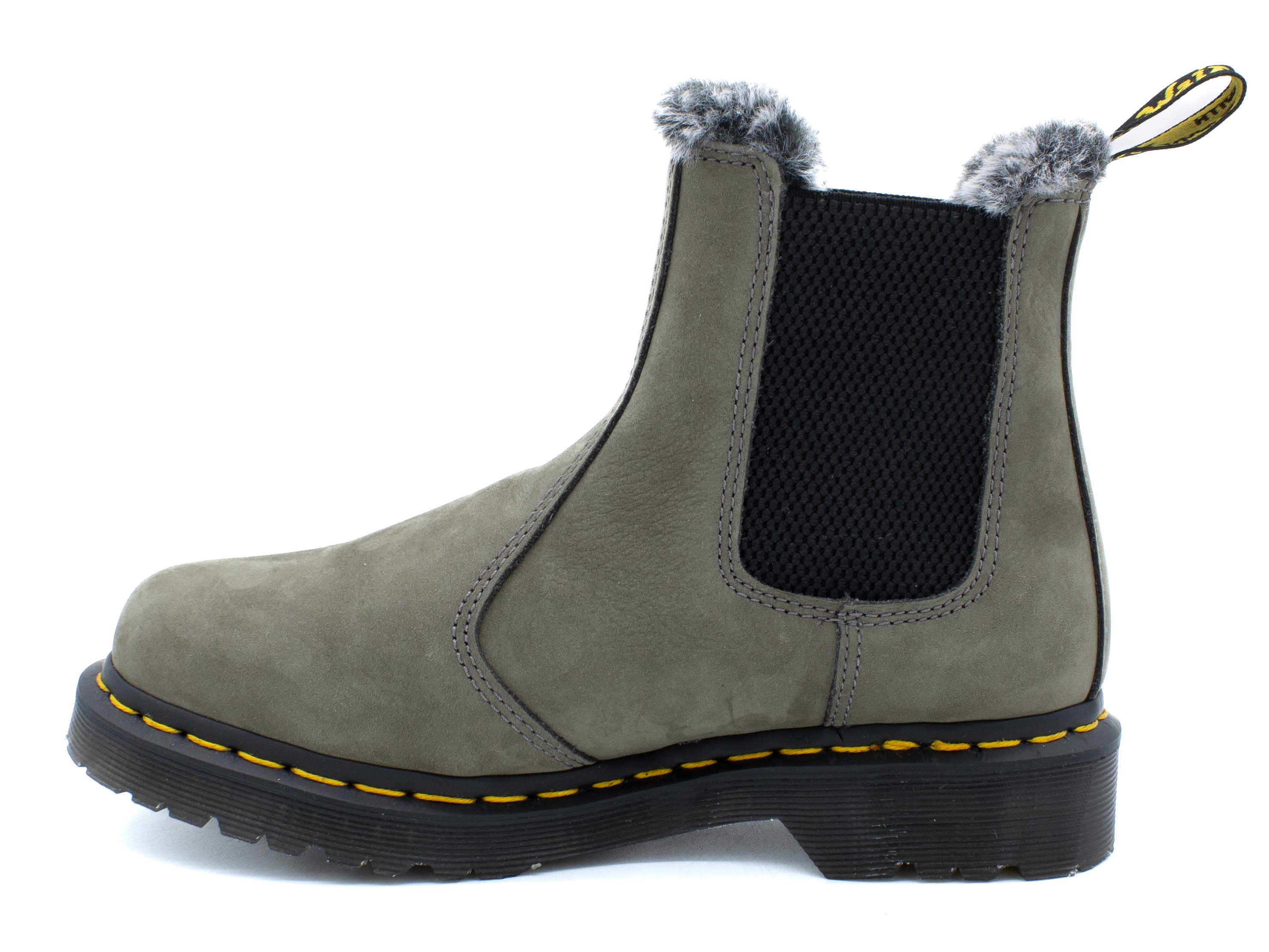 DR. MARTENS 2976 LEONORE FAUX FUR LINED NUBUCK CHELSEA BOOTS