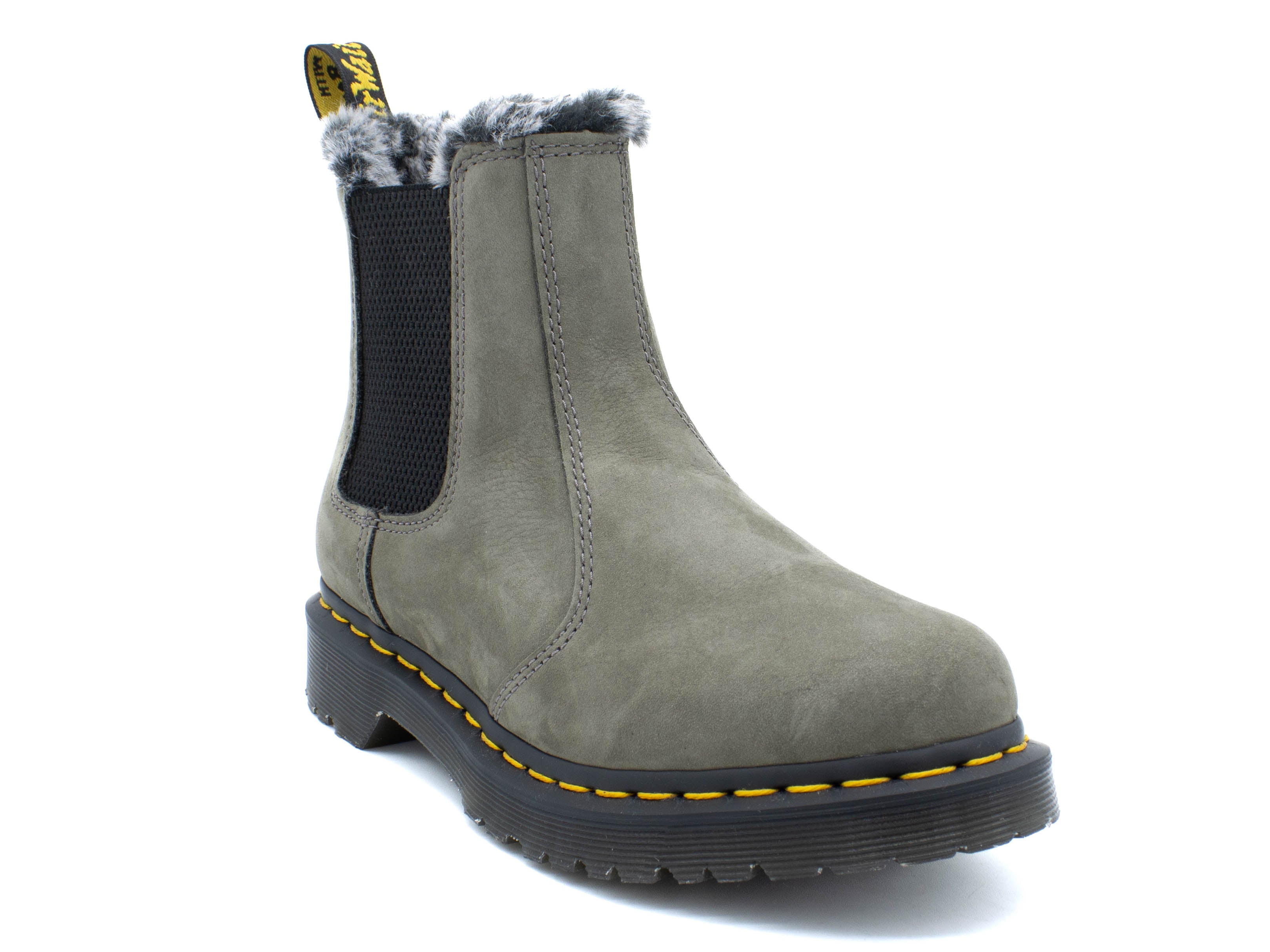 DR. MARTENS 2976 LEONORE FAUX FUR LINED NUBUCK CHELSEA BOOTS