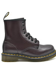 DR. MARTENS 1460 Smooth Leather Lace Up Boots in Burgundy