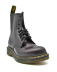 DR. MARTENS 1460 Smooth Leather Lace Up Boots in Burgundy